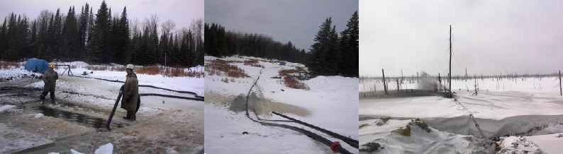 IVAC workers pumping tailings from pond