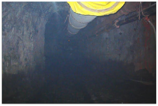 underground mine ventilation shaft with piping