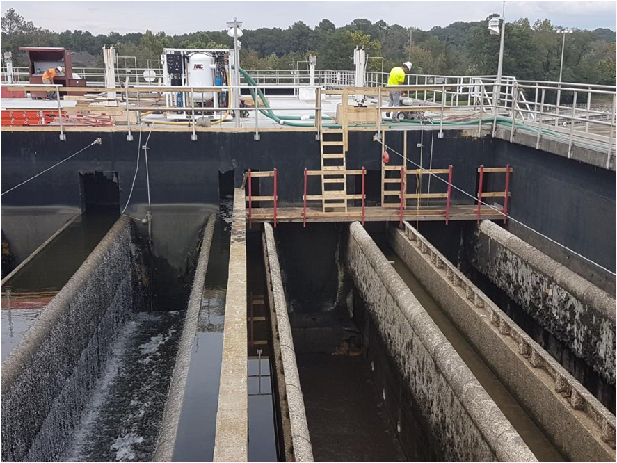 PV500 industrial vacuum onsite with workers at water treatment plant