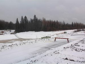 road with barrier at work site