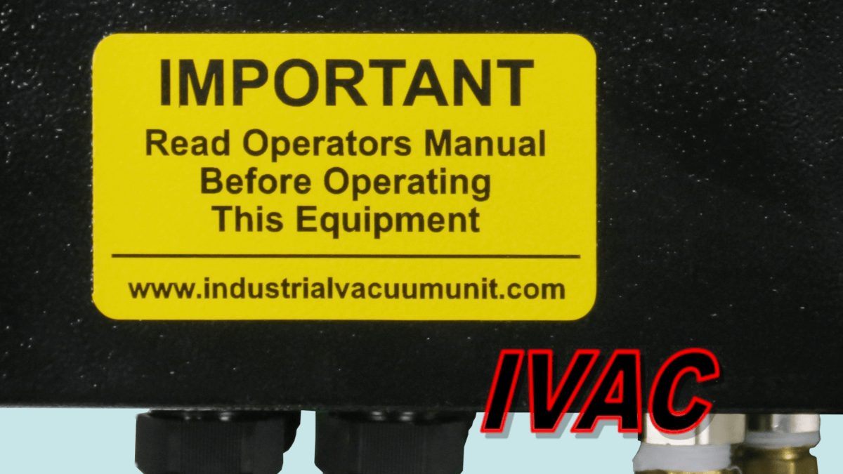 industrial vacuum control panel with warning decal